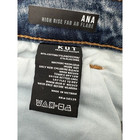 Kut from the Kloth Jeans sz 26 Ana High Rise Fab Ab Flare‎ Inseam 27 raw hem - Picture 6 of 7